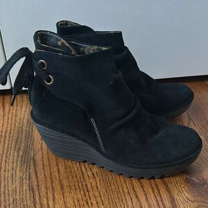 Fly London Suede Wedge Bootie size 40